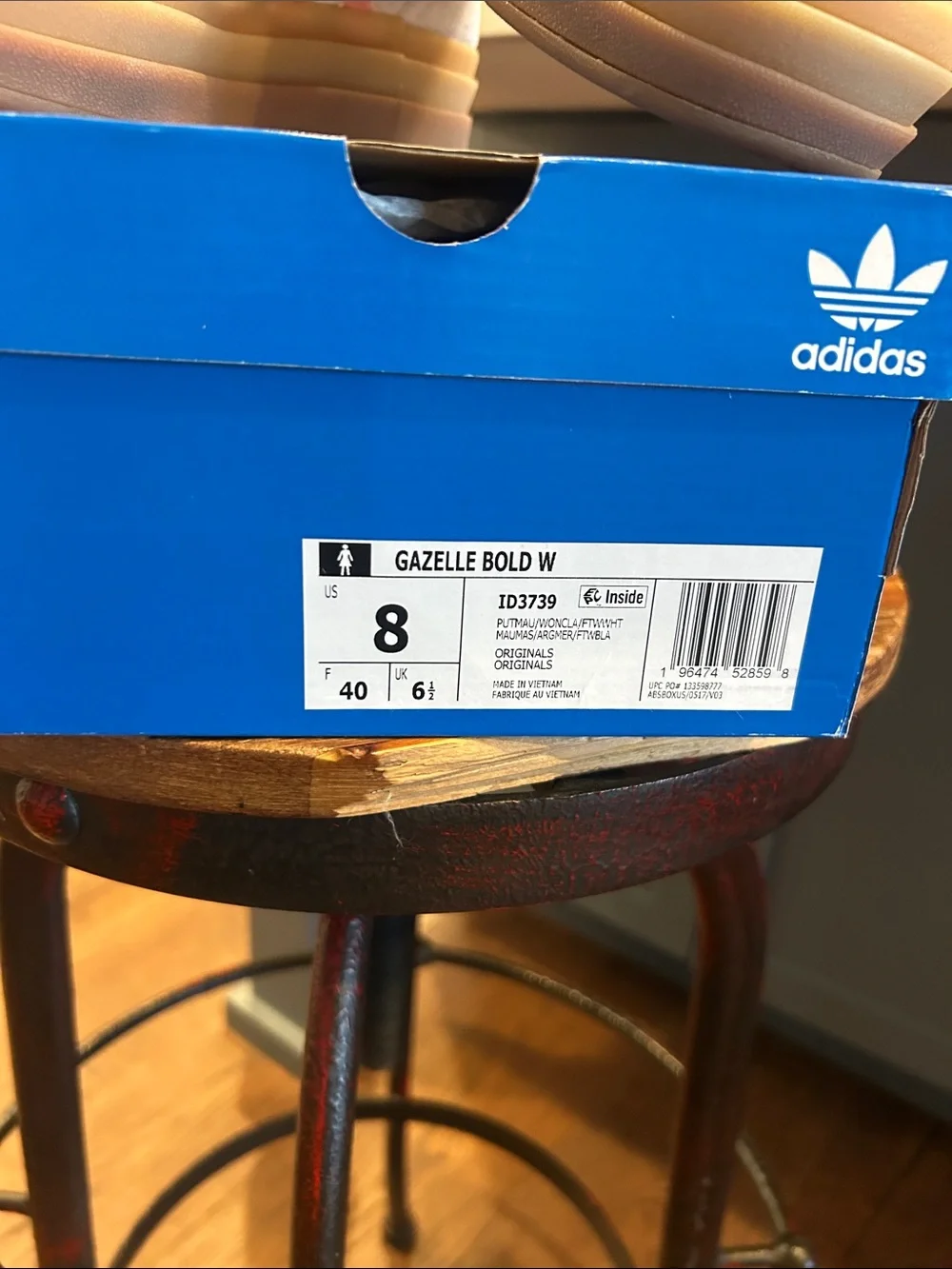 NWB adidas Gazelle Blush Suede Sneakers with Pink Swirl Accents - Picture 2 of 12